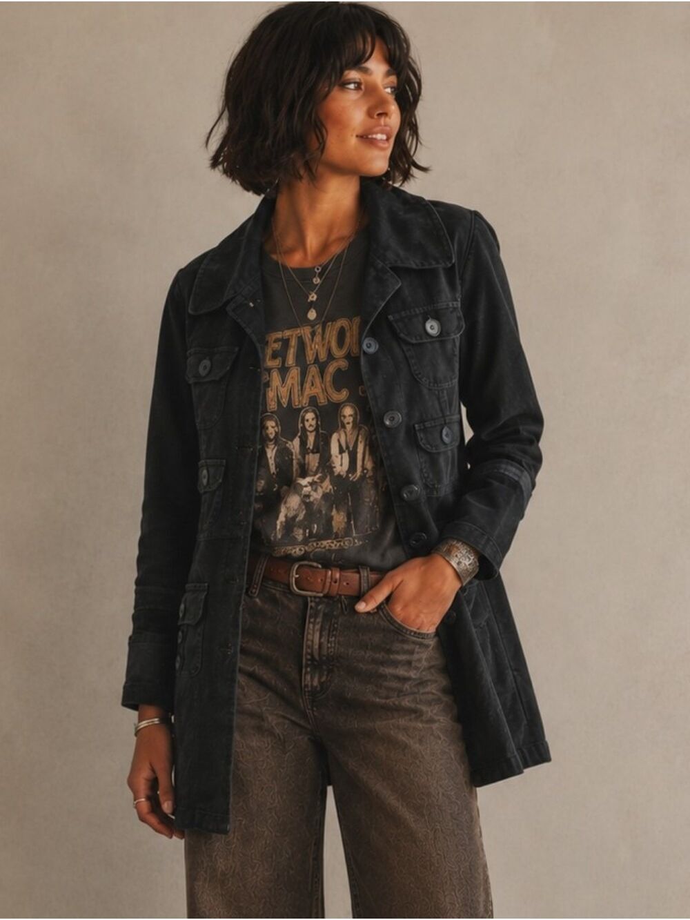 ANTHROPOLOGIE TULLE BLACK LONG LINE LIGHTWEIGHT UTILITY JACKET COAT SIZE SMALL